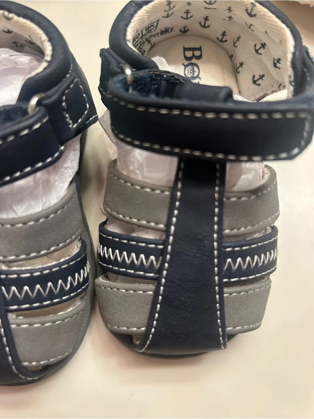 NWOT-Born Primitive Navy and Gray Baby Walker Sandals